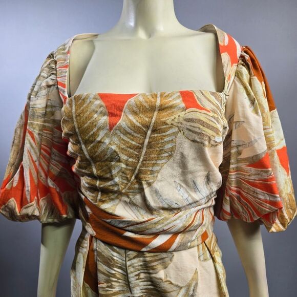 ASOS Orange Tan Puff Sleeve Mini Sundress R7 - Picture 2 of 5